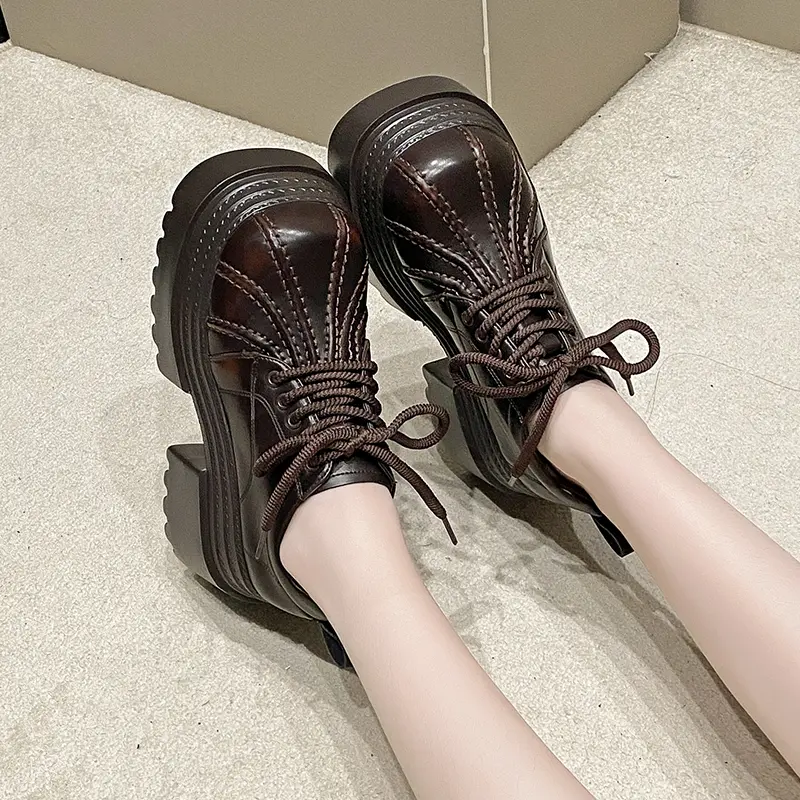 Aphixta 10cm Platform Ankle Boots Black Height Increasing Spring Fashion Woman Shoes Leather Thick Botton Sole Modern Boots