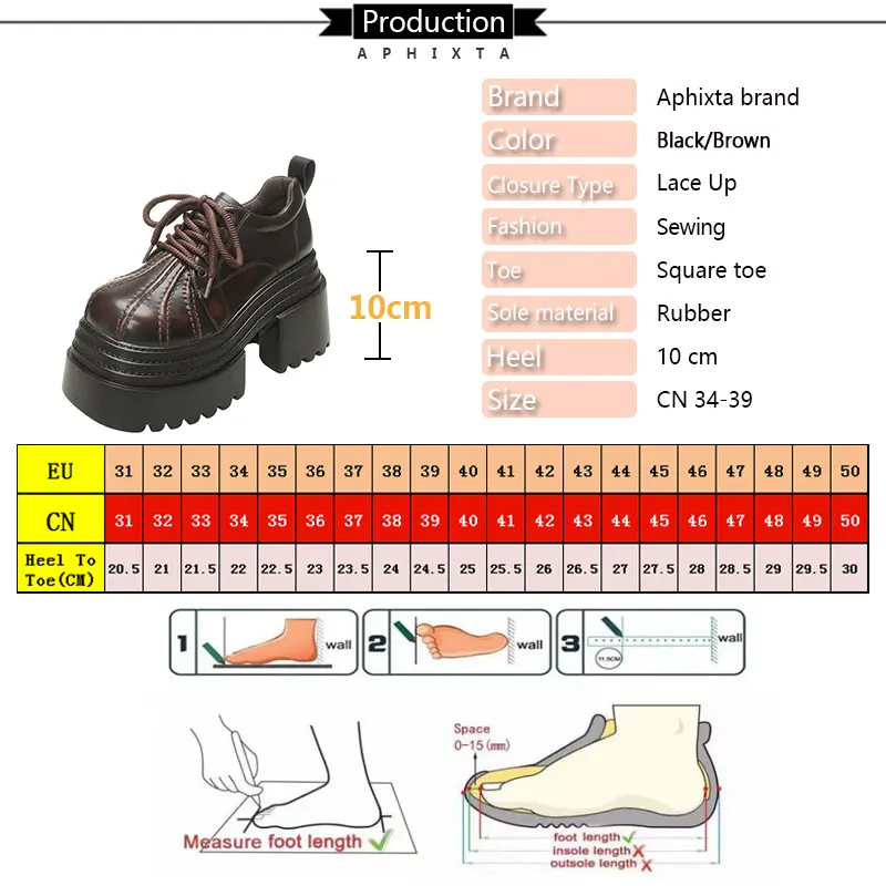 Aphixta 10cm Platform Ankle Boots Black Height Increasing Spring Fashion Woman Shoes Leather Thick Botton Sole Modern Boots