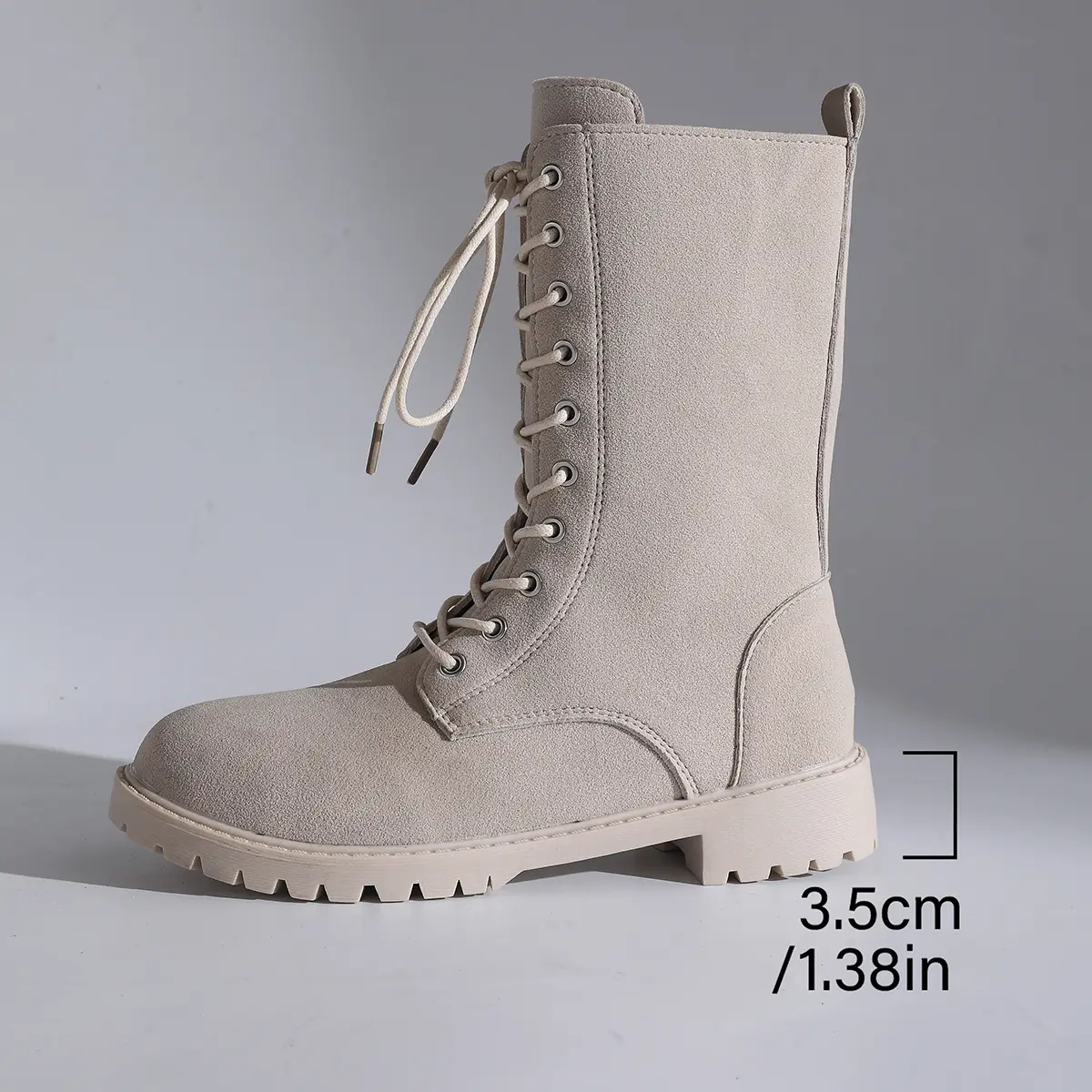 Aphixta Cross-tied Mid-Calf Woman Boots Classical Round Toe Women's Boots 3.5cm High Heels Women's Autumn Boot Shoes for Woman