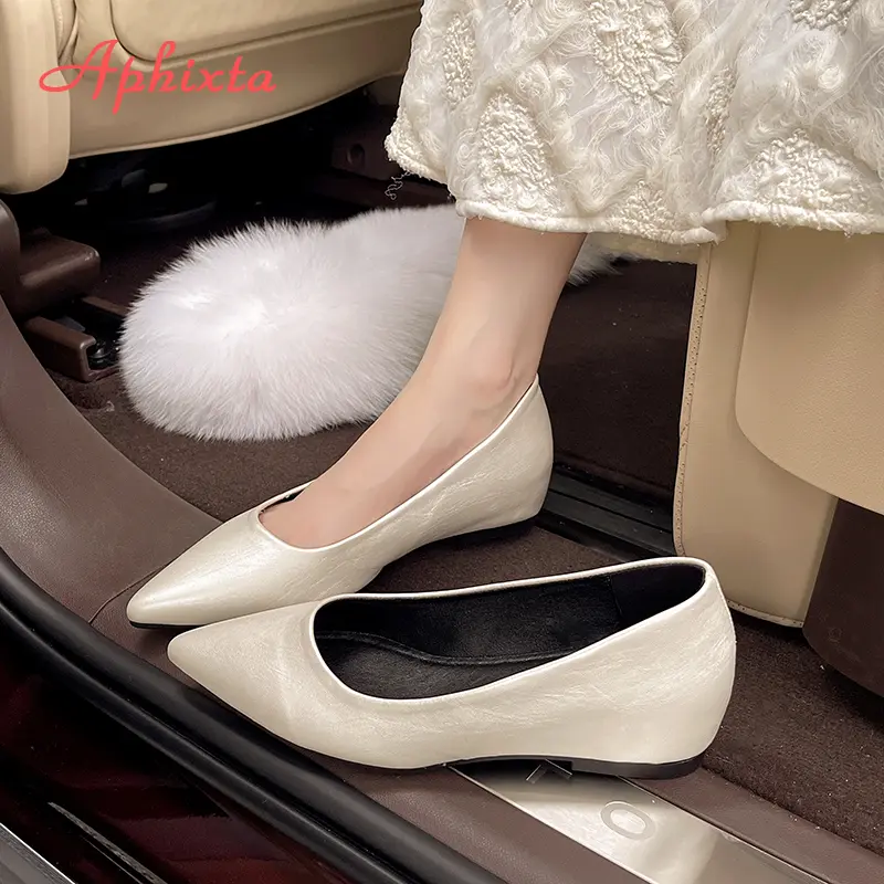Aphixta Pointed Toe Shallow Woman Shoes 3CM Height Increasing Concise Shoes For Woman Elegant Pumps Autumn Ladies Shoes
