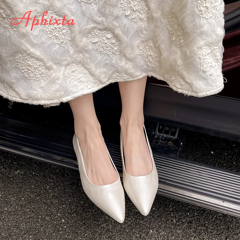 Aphixta Pointed Toe Shallow Woman Shoes 3CM Height Increasing Concise Shoes For Woman Elegant Pumps Autumn Ladies Shoes
