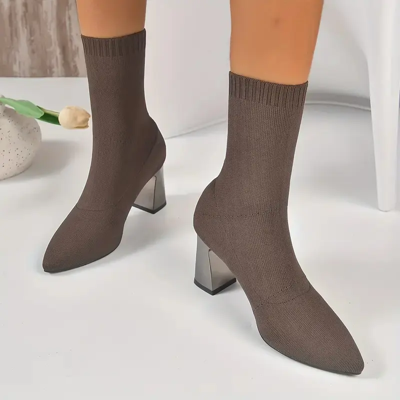 Aphixta Beige Cotton Fabric Women Ankle Boots 5cm High Heels Modern Boots Big Size42 Shoes Woman Boats botines para mujeres