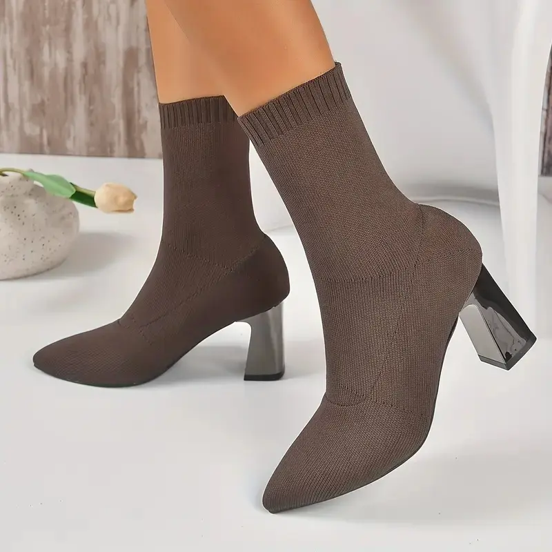 Aphixta Beige Cotton Fabric Women Ankle Boots 5cm High Heels Modern Boots Big Size42 Shoes Woman Boats botines para mujeres