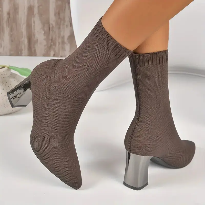 Aphixta Beige Cotton Fabric Women Ankle Boots 5cm High Heels Modern Boots Big Size42 Shoes Woman Boats botines para mujeres