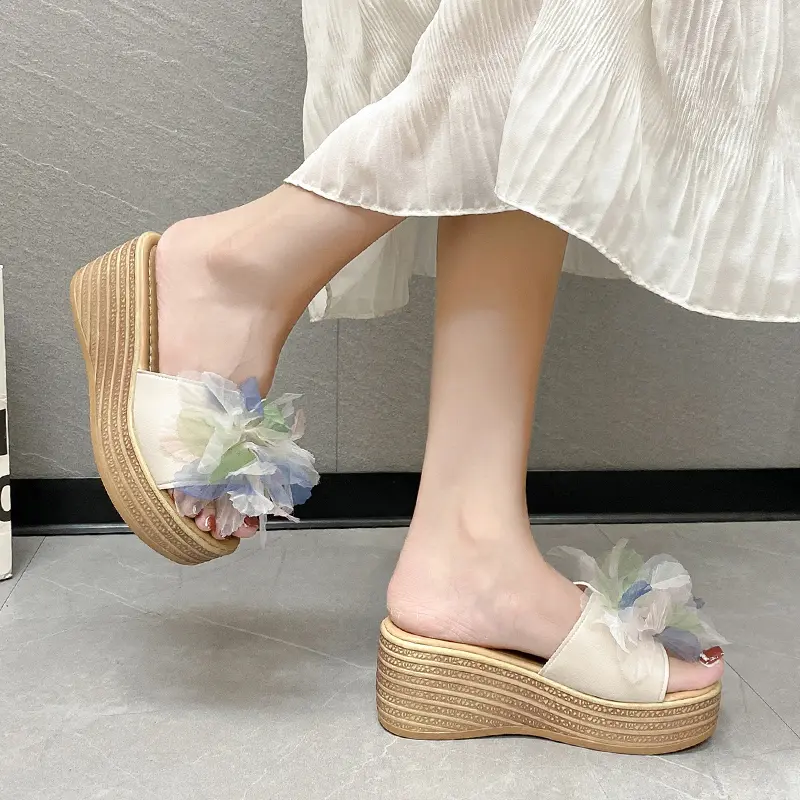 Aphixta Platform Sandals Slippers Women Colorful Wedge Slides Women Shoes Summer Outside Slippers Women Sweet Slides Shoes