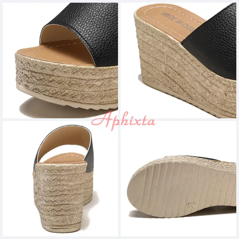 Aphixta Summer Woman Shoes Platform Wedge Slippers Beach High Heels Women Slipper Ladies Shoes Cork Gold Heel Flip Flop Sandals