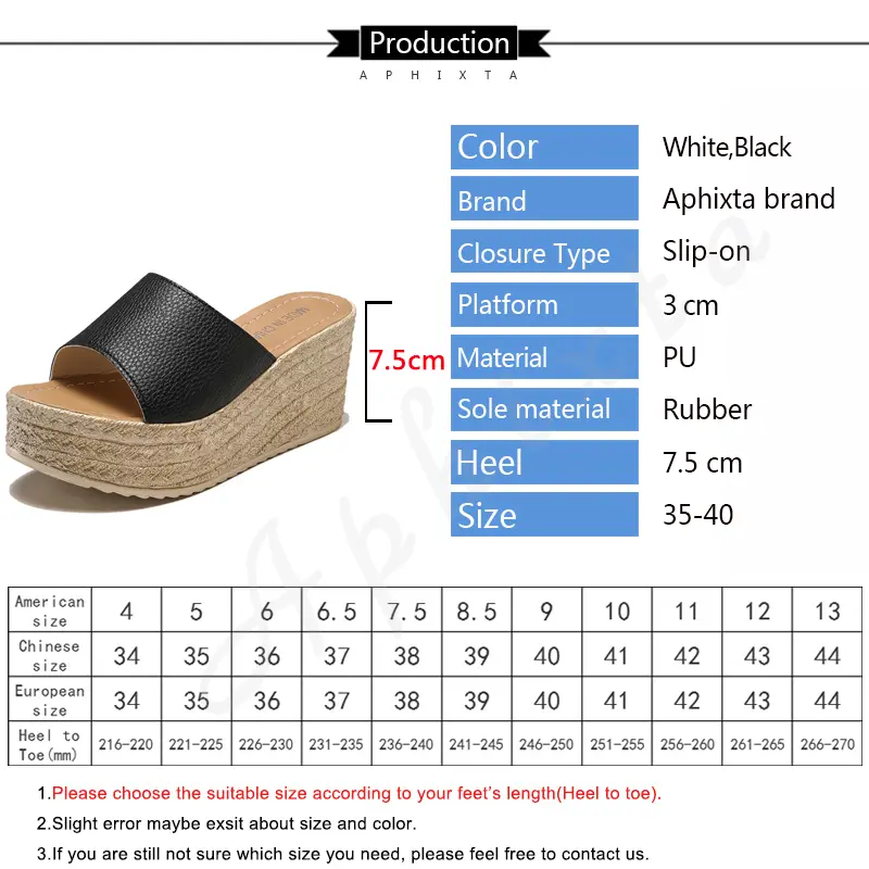 Aphixta Summer Woman Shoes Platform Wedge Slippers Beach High Heels Women Slipper Ladies Shoes Cork Gold Heel Flip Flop Sandals