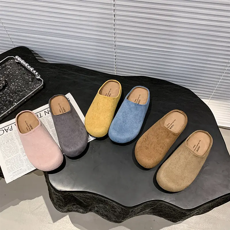 Aphixta Candy Color Round Toe Outside Women Slippers Women Shoes Round Toe Low Heel Slip On Half Slide Spring Summer Woman Shoes