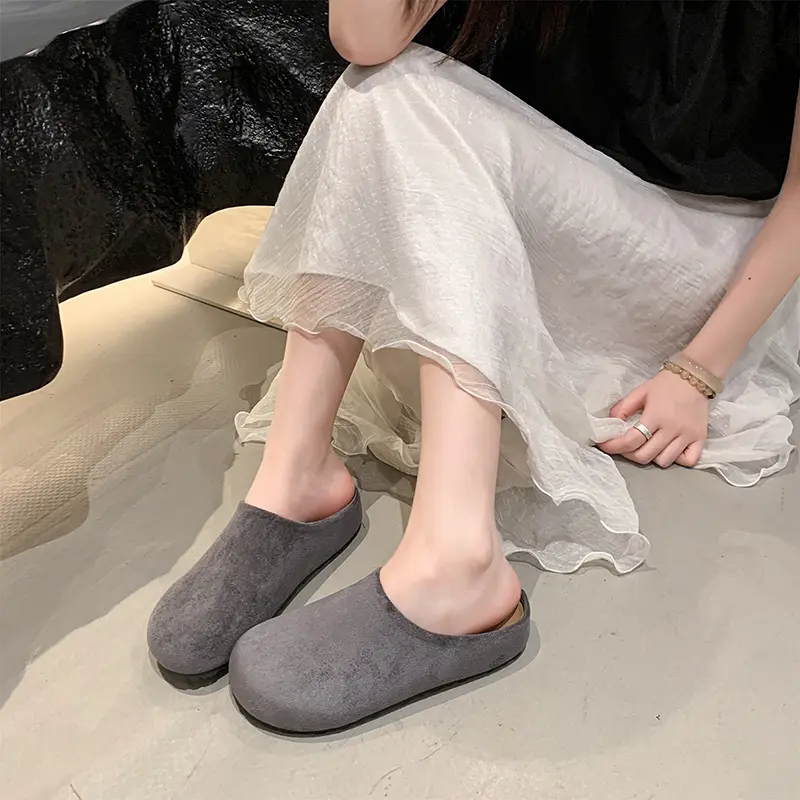 Aphixta Candy Color Round Toe Outside Women Slippers Women Shoes Round Toe Low Heel Slip On Half Slide Spring Summer Woman Shoes
