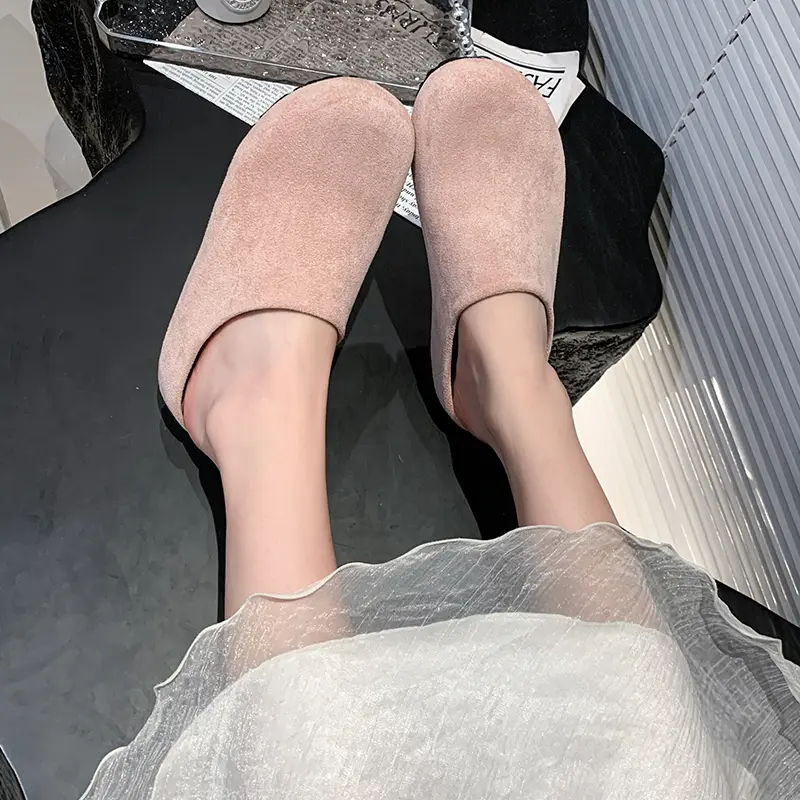 Aphixta Candy Color Round Toe Outside Women Slippers Women Shoes Round Toe Low Heel Slip On Half Slide Spring Summer Woman Shoes