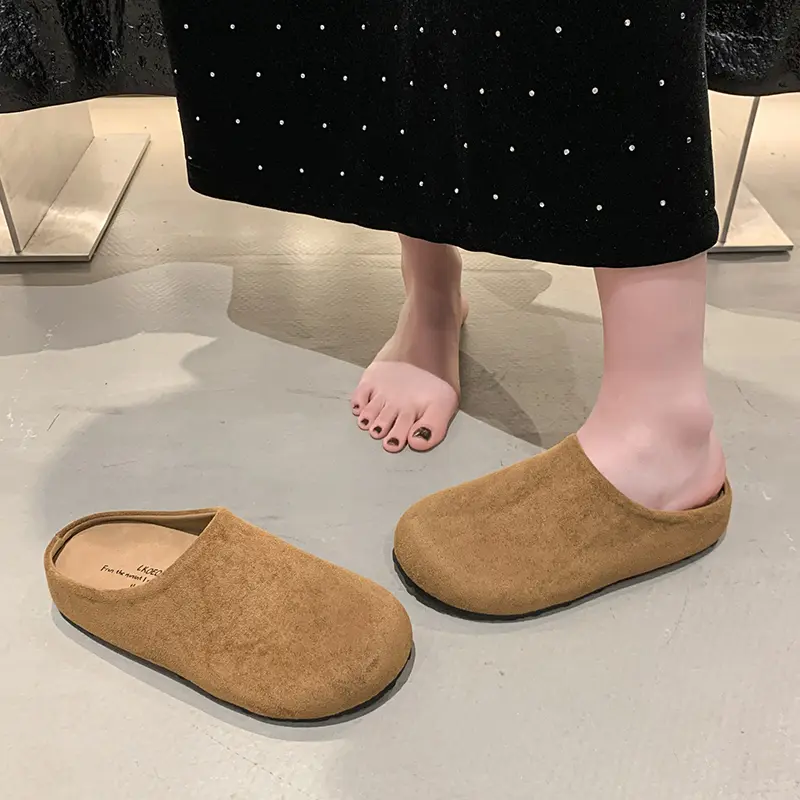 Aphixta Candy Color Round Toe Outside Women Slippers Women Shoes Round Toe Low Heel Slip On Half Slide Spring Summer Woman Shoes