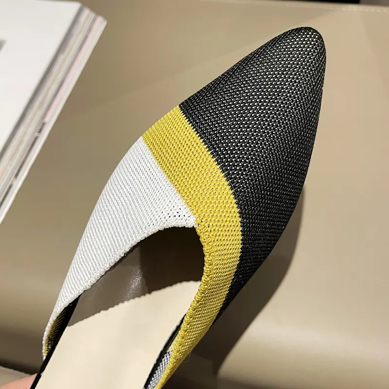 Aphixta Stretch Fabric Women Slippers Mixed Colors Breathable Mules Woman Stretch Home Slippers Fly Weave Shoes Femmes Size 42