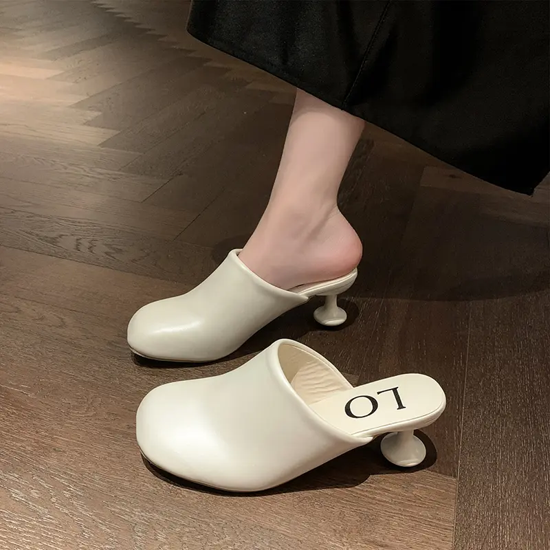 Aphixta 7cm High Heels Elegant Women Slides Round Toe Shallow Summer Dress Slides Sexy Strange Style Heels Shoes Size 42 Sandals