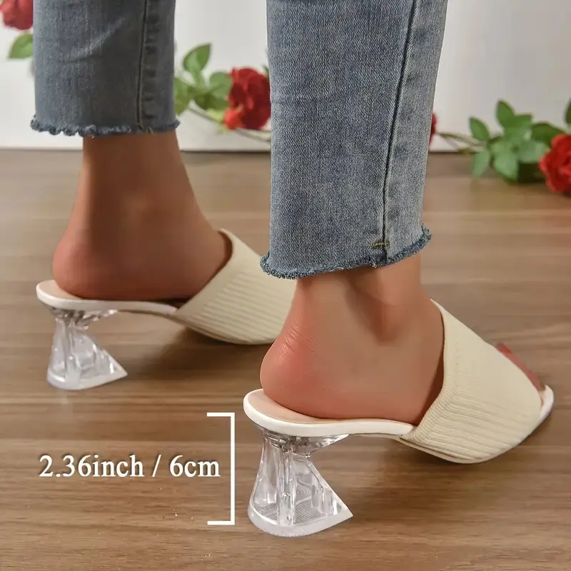 Aphixta 6cm Strange Style Transportant Heels Flying Upper Women Flip Flops Slipper Summer Peep Toe Slides Fashion Beige Shoes