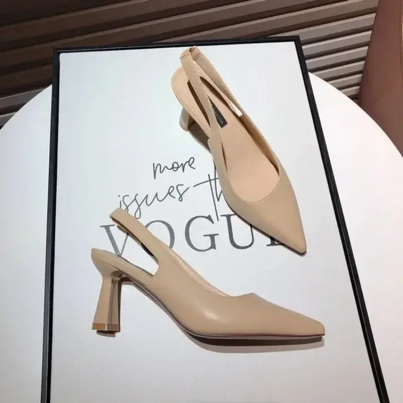 Nude Temperament French Pointed High Heeled Shoes Pumps Commuting High Heels Sandals 2024 New Women Shoe Zaptos Mujer