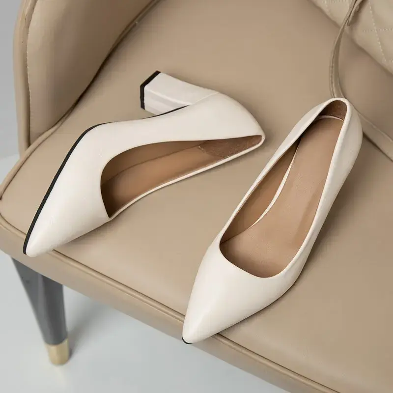 High Heels Women New Korean Style Pointed Shallow Mouth Thick Heel Fashion Shoes Sapatos De Mujer