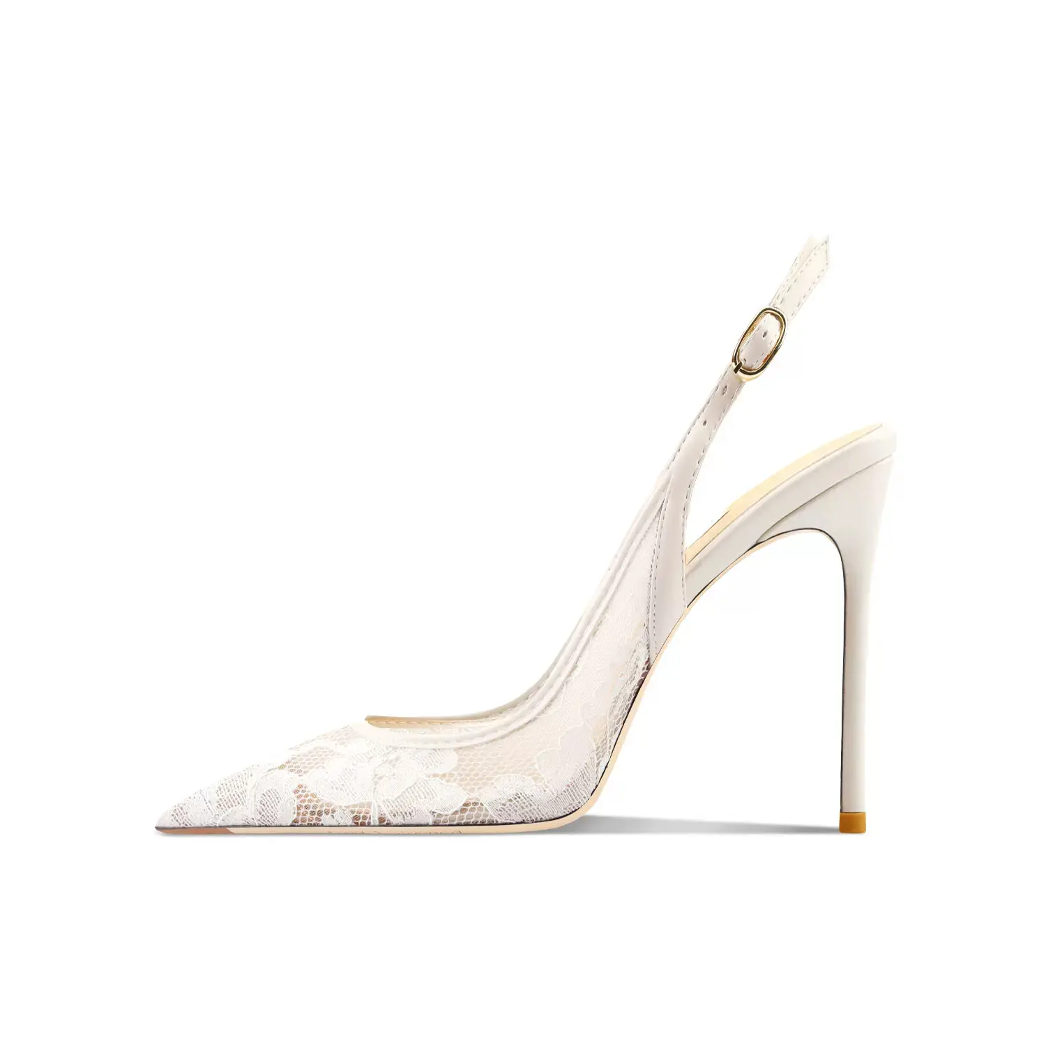 Spring and summer new pointed toe shallow lace mesh wedding shoes thin high heel banquet dress large size women's sandals