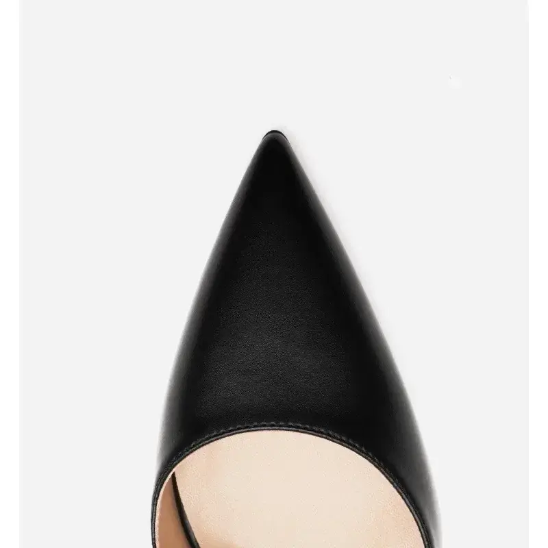 2025 pointed red sole leather black sexy single shoe versatile thin heel back hollow toe high heels professional women's shoes