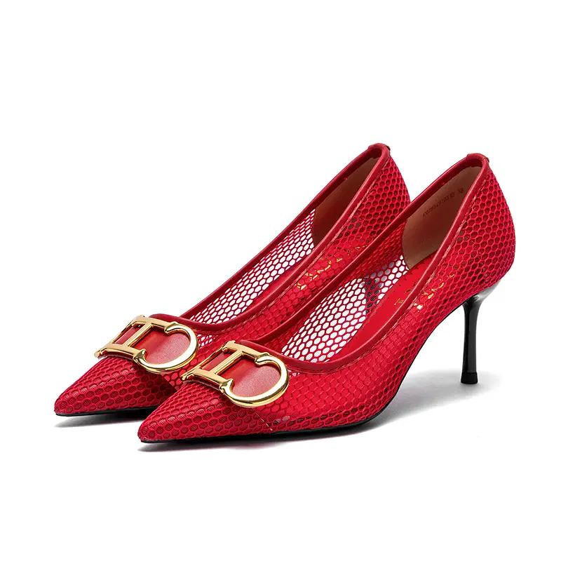 Women's Shoes 2025 Spring New Pointed Toe High Heels Mesh Upper Breathable Comfortable Summer Sandals