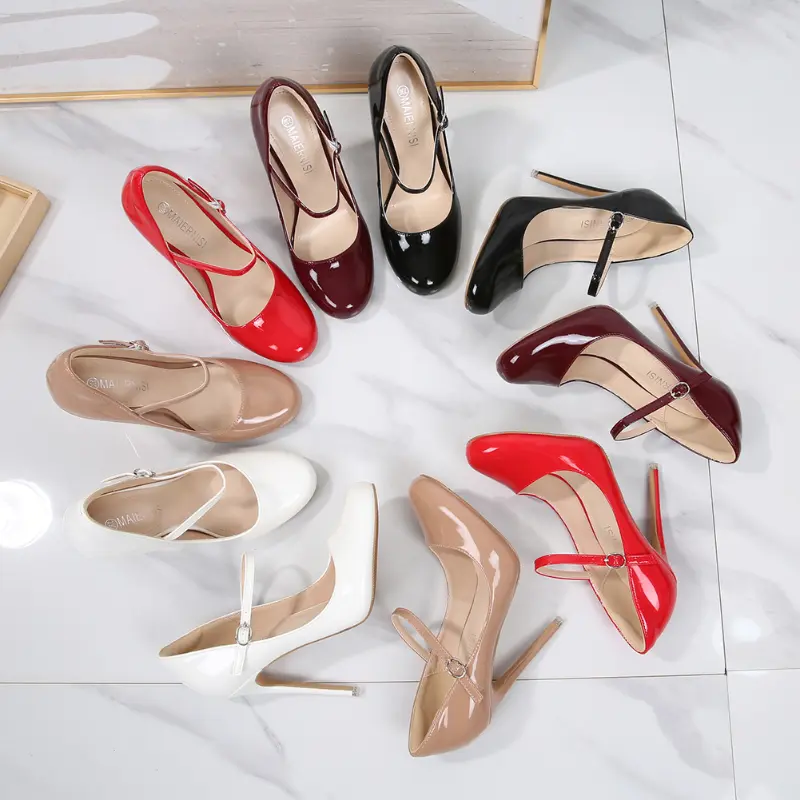 New 12cm Round-Toe Wristband High Heels Daily White-Collar Drag And Catwalk Fashion Elegant Fashionable Buckle Women's Shoes