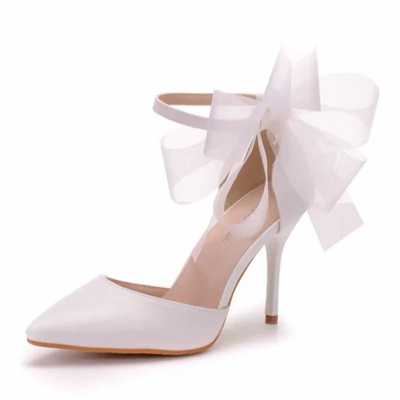 High Heels 9cm Slim Heel Pointed Sandals with Large Size Sandals Red Bride High Heels