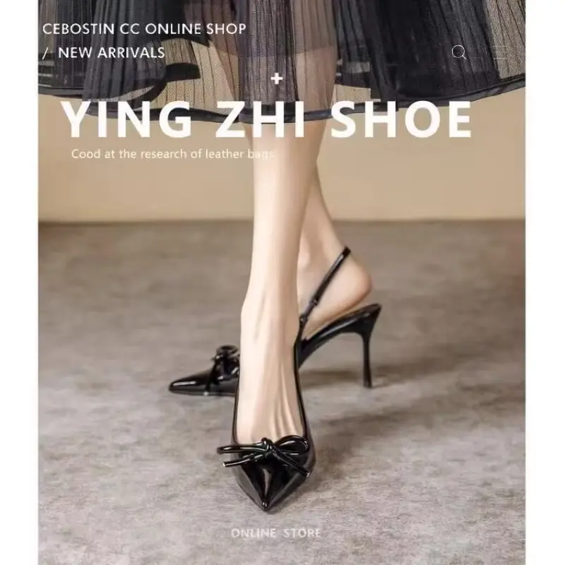 2025 New Arrival Women's Patent Leather High Heels, Pointed Toe Stiletto with Bowknot, Party & Formal Shoes