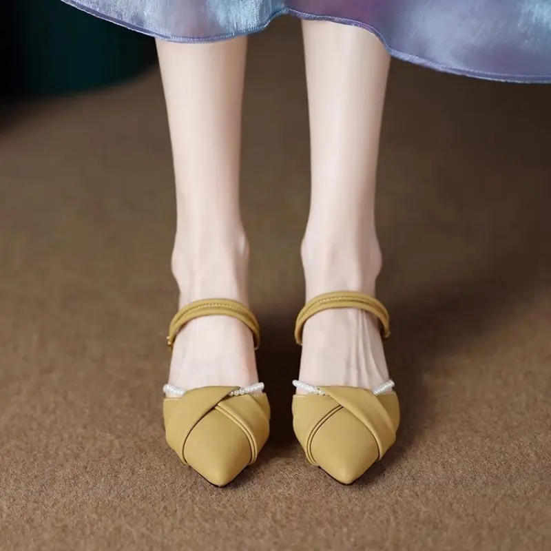 New pointed toe beach temperament outdoor simple fashion party fairy style retro style convenient women's high heels