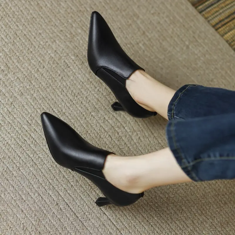 Women's Bare Boots 2023 Spring New Designer Shoes Pointed Toe High Heels Dress Shoes Woman Stilettos Pointed Toe Pumps