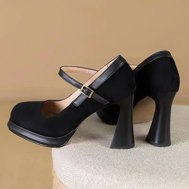 2024 Platform Heels Women's Shoes with Spikes Mary Jane Sandals Ladies Branded Pumps Latest Pointed Retro Casual Crystal Lolita