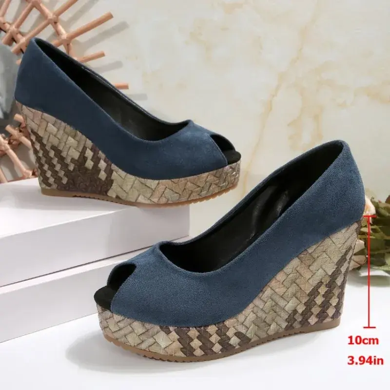 2025   Pu Wedges Women High Heels Peep Toe Shoes Platform Pumps Wedding Party Shoes Comfort Casual Shoes
