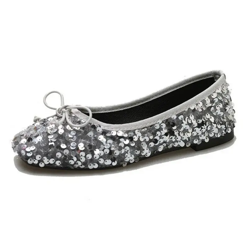 Shoes for Women 2024 New Sequin Design Women's Flat Shoes Soft Non-slip Ballet Shoe Women Work Shoes Comfortable for Work