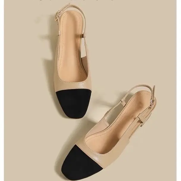 Summer New Colorblock Splicing Shallow Mouth Fashionable and Simple Style Outwear Women's Sandals High Heel Single Shoes Women
