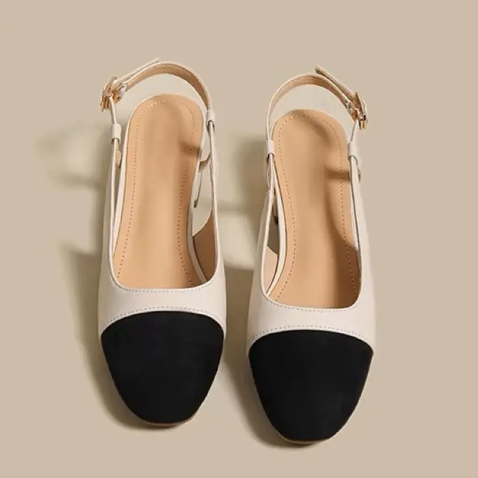 Summer New Colorblock Splicing Shallow Mouth Fashionable and Simple Style Outwear Women's Sandals High Heel Single Shoes Women
