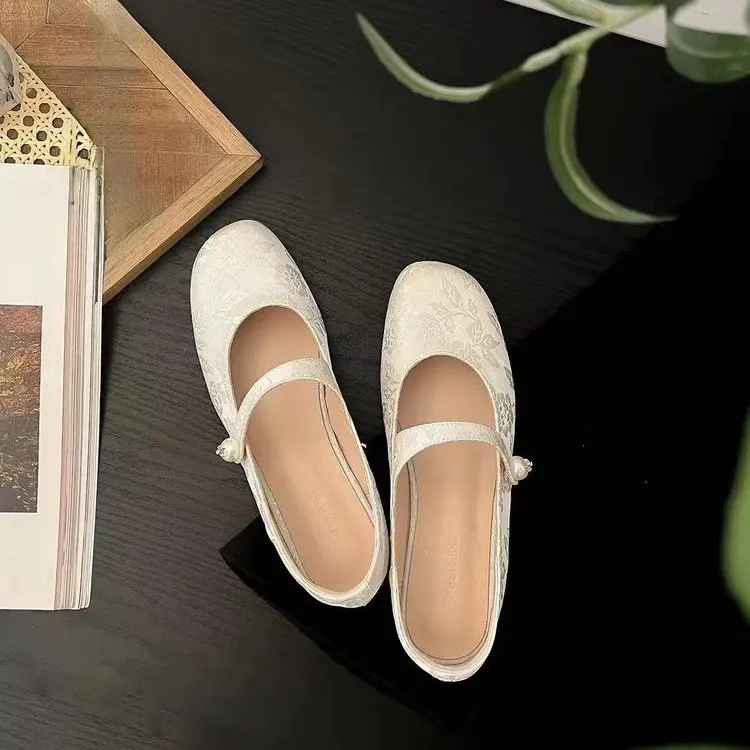Print Random High Heels Shoes Women Mary Jane Shallow Sandals 2024 Fashion Brand New Lolita Shoes Summer Pumps Dress Mujer Shoes