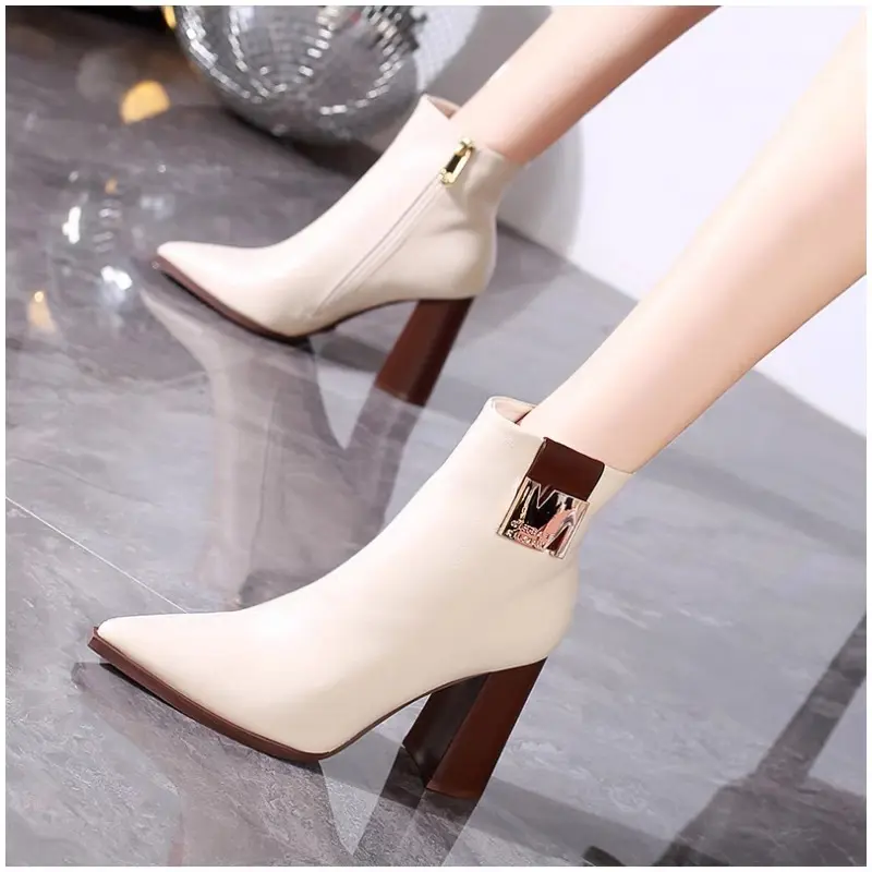 2023 Spring Autumn High Heels Women Ankle Boots Woman Short Boots High Heel Shoes Small Plus Size 30 - 40
