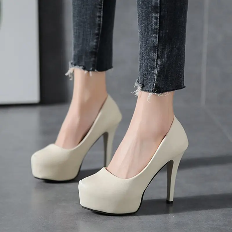 2023 High Heels Women Stiletto Princess Waterproof Platform Nightclub Super Pumps Single Work Shoes Black Woman's Wedding Shoes