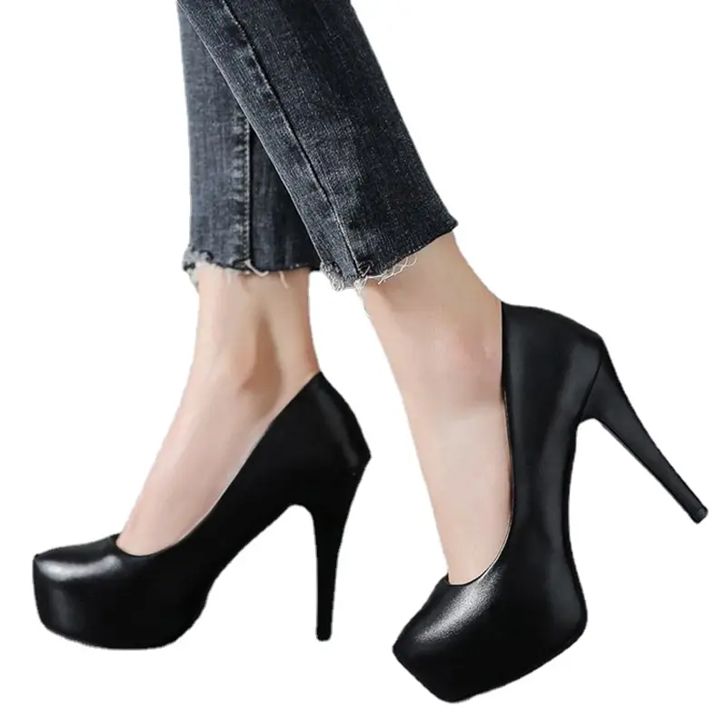 2023 High Heels Women Stiletto Princess Waterproof Platform Nightclub Super Pumps Single Work Shoes Black Woman's Wedding Shoes