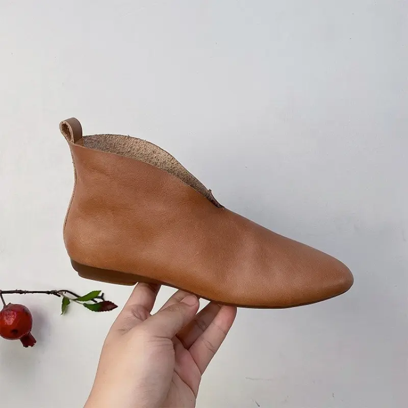 Shoes Female 2025 Plus Size Ankle Women's Boots Retro Modern Boots Women Sewing Pointed Toe Slip on Low Heel Outdoor Shoes Women