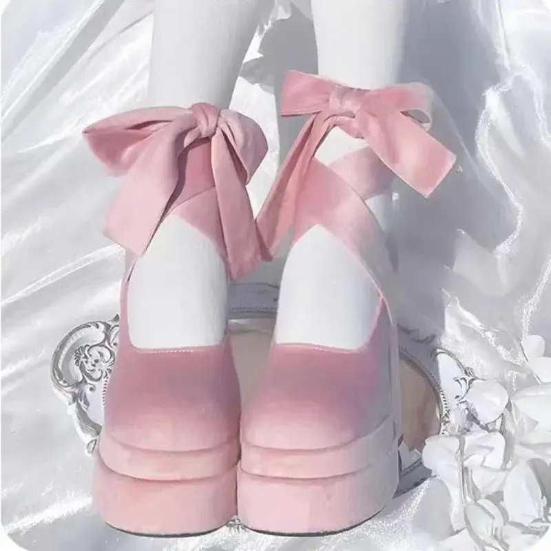 Luxury Shoes Fashion Designer Platform Women Mary Jane Shoes Cross Strap Thick Heel Shoes Ladies College Style Dress Pumps Shoe