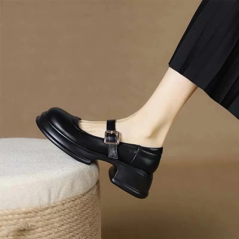 Shoes Female 2023 New Mary Janes Women's High Heels Concise Casual Pumps Women Solid Buckle Strap Round Toe Platform Shoes Women