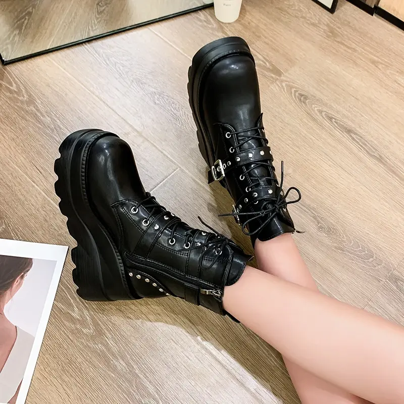 2023 Goth Platform Ankle Chelsea Boots Women New Rock Emo Chunky Grunge Wedges Motorcyccle Shoes Big Sizes 43 Booty Woman