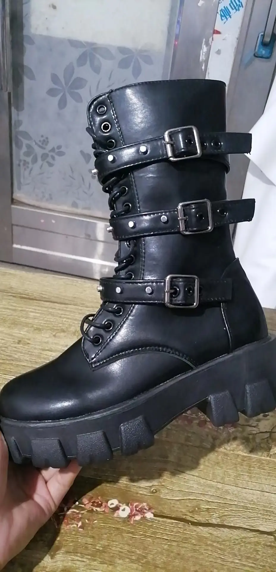 New Mid Calf Women Autumn Winter Fashion Lace-up Zipper Botas Mujer Boots Sports Platform Heel Ladies Shoes Knee High Boots