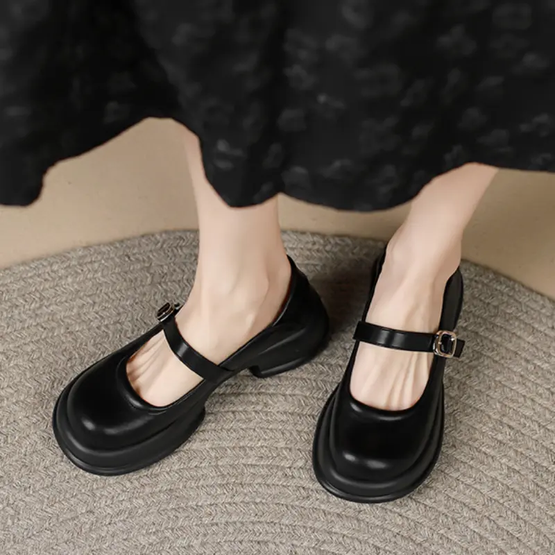 Shoes Female 2023 New Mary Janes Women's High Heels Concise Casual Pumps Women Solid Buckle Strap Round Toe Platform Shoes Women