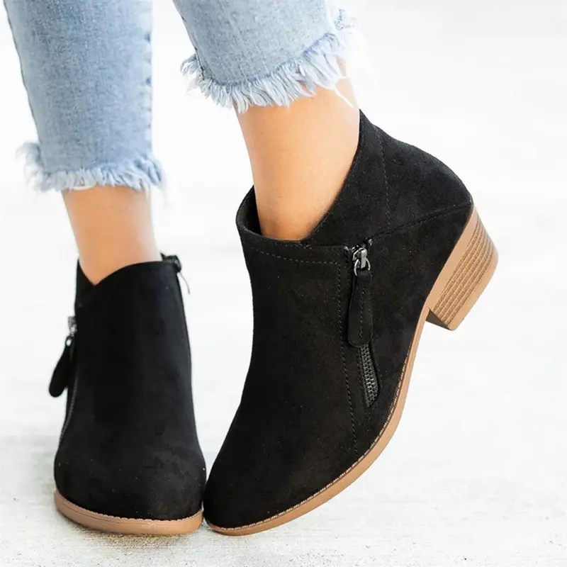 Women Ankle Boots Dropshipping Autumn Low Heels Leopard Boots Platform Sexy Ladies Khaki Pumps Boots Shoes 2023 New Winter