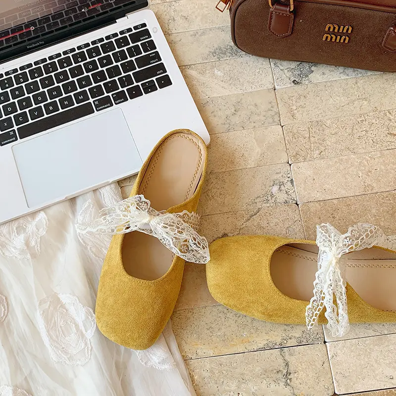 Flats Lace Women Slippers Casual Mules Shoes Square Toe Sandals 2025 Summer Dress Slingback Shoes Flip Flop Pantuflas Mujer