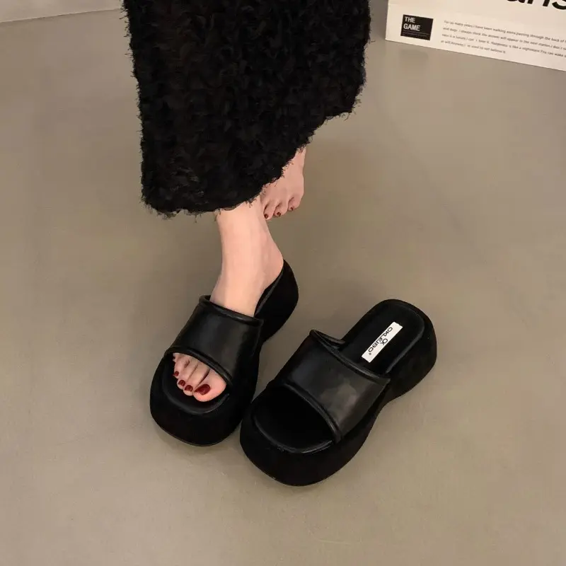 Slippers Platform String Bead Shoes Woman 2025 Shale Female Beach Slides Scandals Bling Shoes Summer Woman