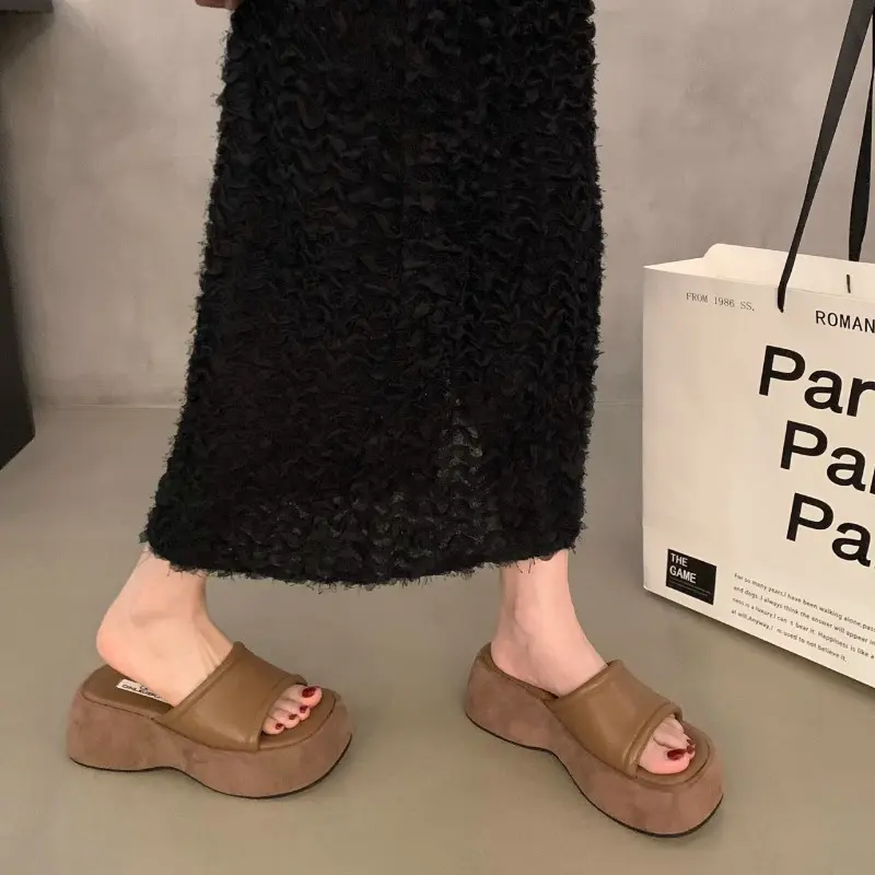Slippers Platform String Bead Shoes Woman 2025 Shale Female Beach Slides Scandals Bling Shoes Summer Woman