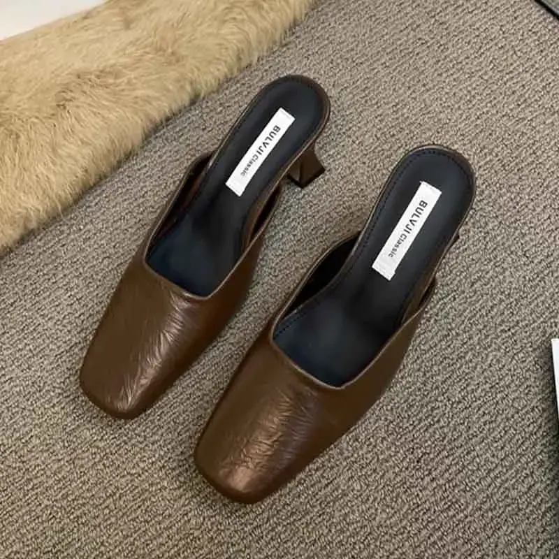 Sexy High Heels Women Slippers Fashion Elegant Mules Shoes Heeled Sandals 2025 Summer Fashion Slides Pumps Luxury Mujer Zapatos