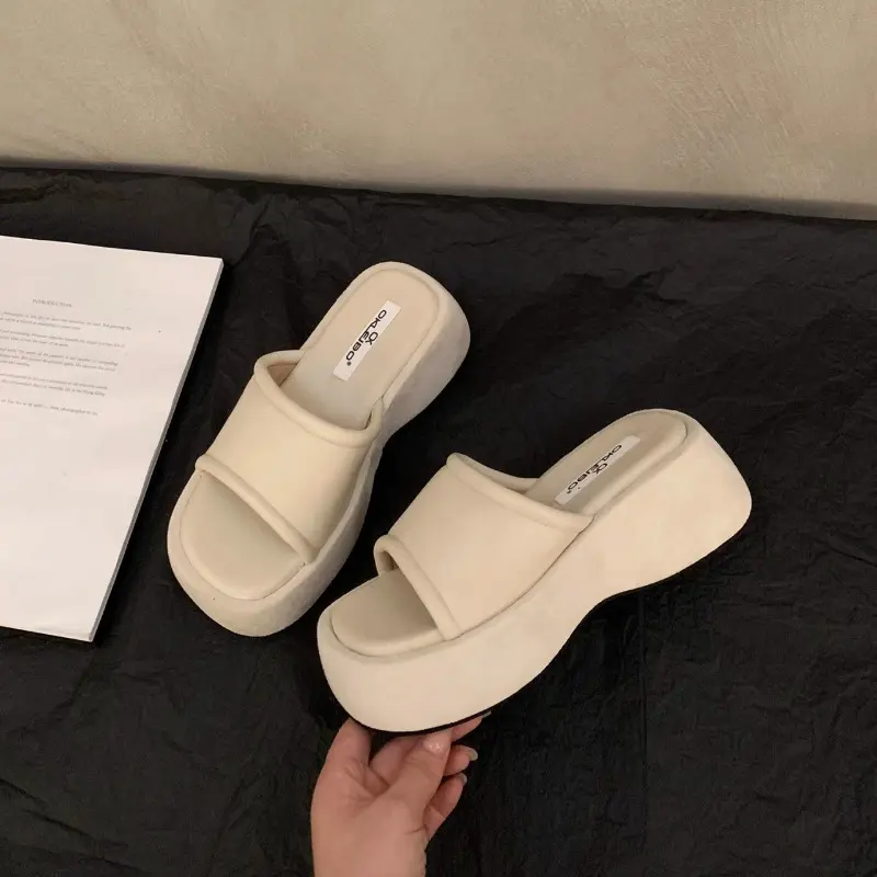 Slippers Platform String Bead Shoes Woman 2025 Shale Female Beach Slides Scandals Bling Shoes Summer Woman