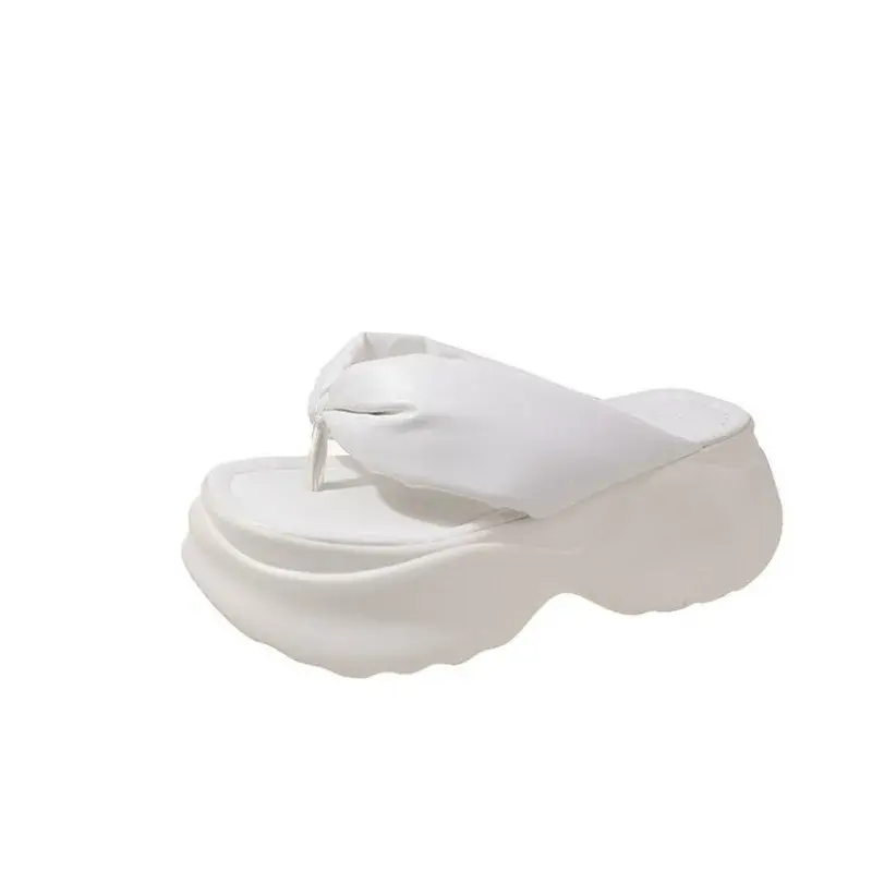 Summer Women Slippers Ladies Beach Flip-Flops Chunky Leather Shoes Wedge Heels Outside Sandals Woman Platform Comfortable Slides